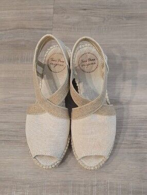 Beige Canvas Espadrille Slingbacks